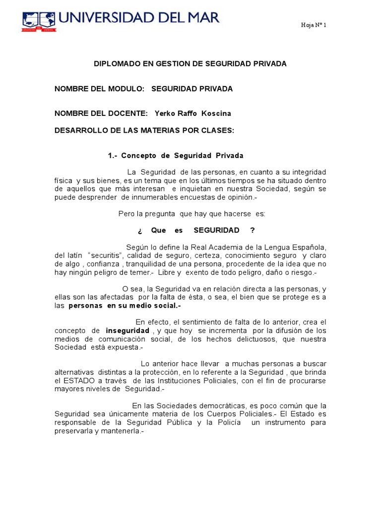 Diplomado en Seguridad Privada | PDF | Delito | Policía