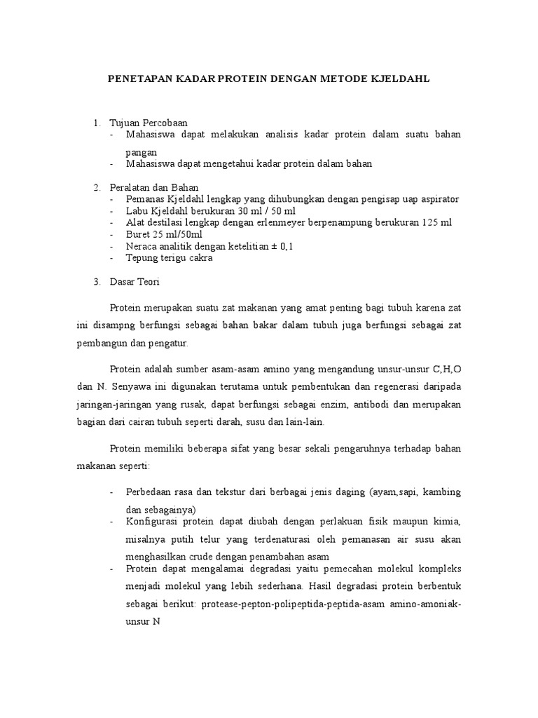 Kadar Protein Dengan Metode Kjeldahl