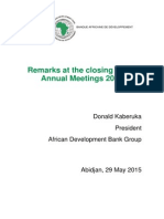 Remarks at The Closing of The Annual Meetings 2015 by Donald Kaberuka President African Development Bank Group