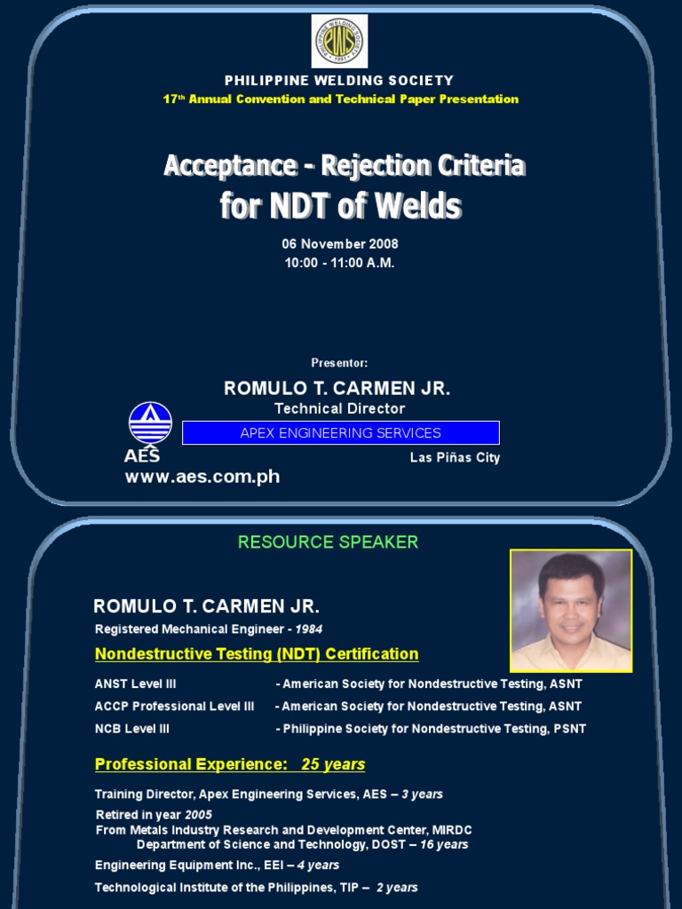 NDT Methods for Welding Inspection | PDF | Nondestructive Testing ...