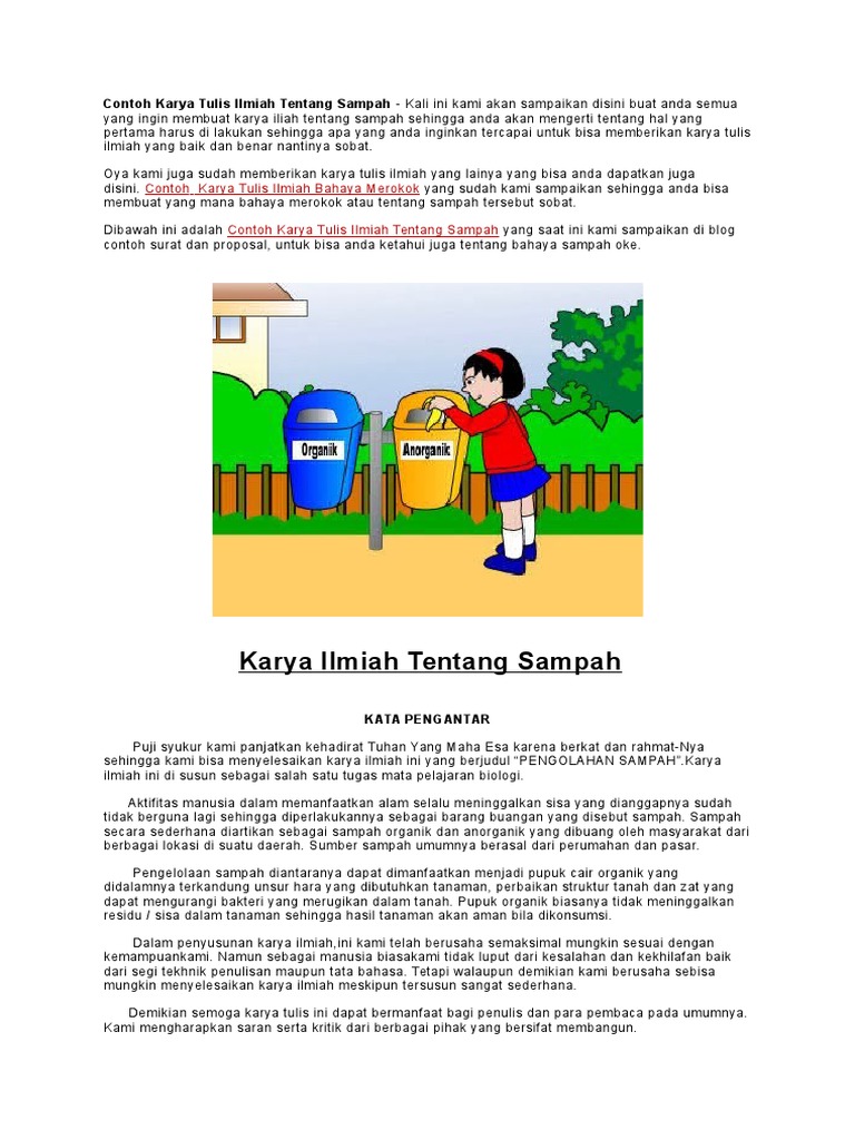 Contoh Karya Tulis Ilmiah Tentang Sampah