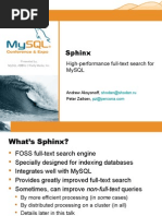 Sphinx  High Performance Full Text Search for MySQL Presentation