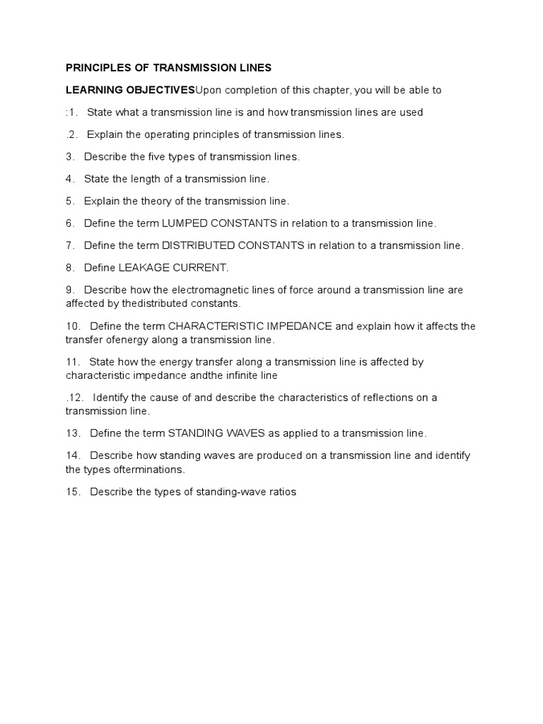 Transmission Line Principles Explained | PDF