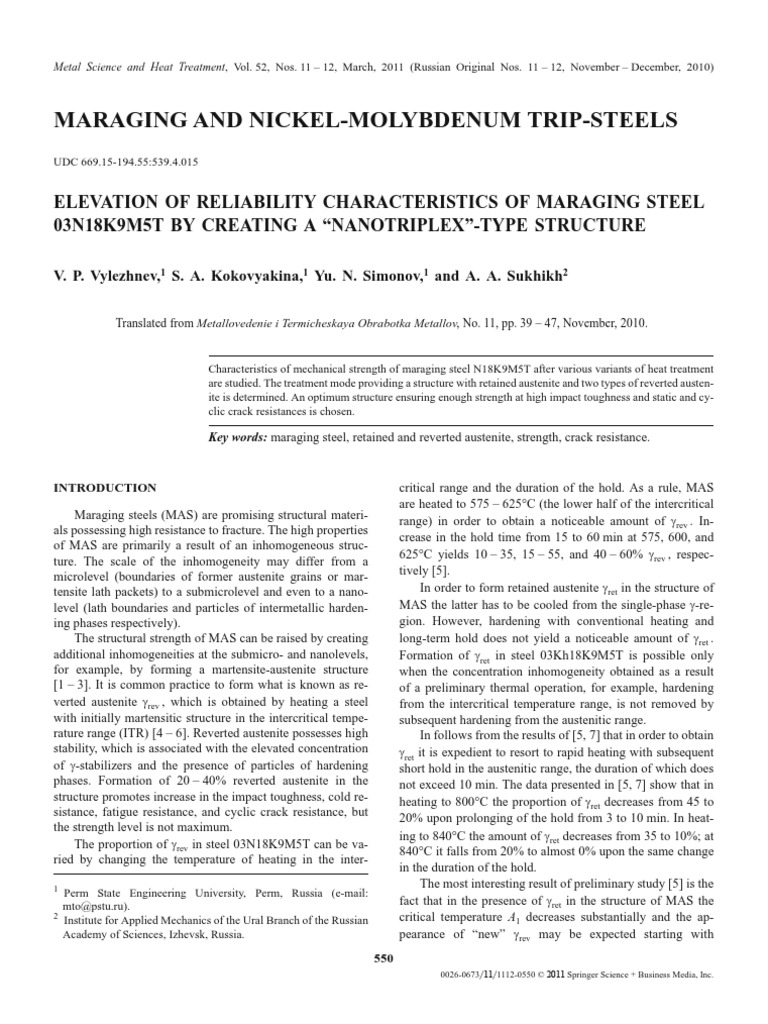 Maraging and NickelMolybdenum TripSteels PDF Fracture Steel