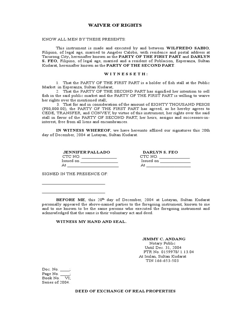 Deed of Exchange PDF Civil Law (Legal System) Environmental Law