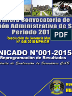 MPH : Comunicado Del Comité Evaluador de Servidores Cas Huaral 2015