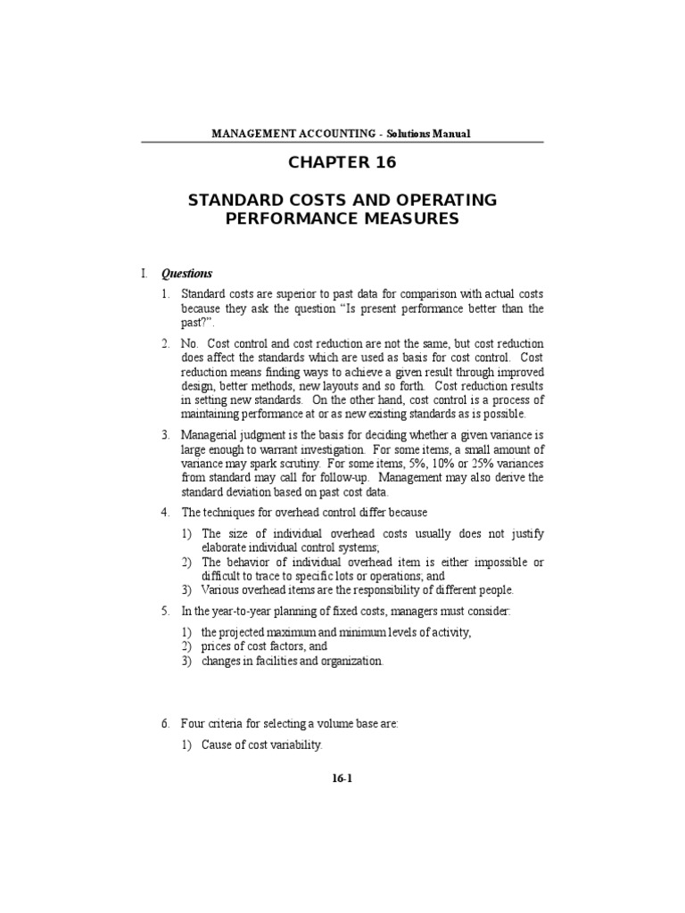 Chapter 16 Answer PDF Cost Accounting Labour Economics