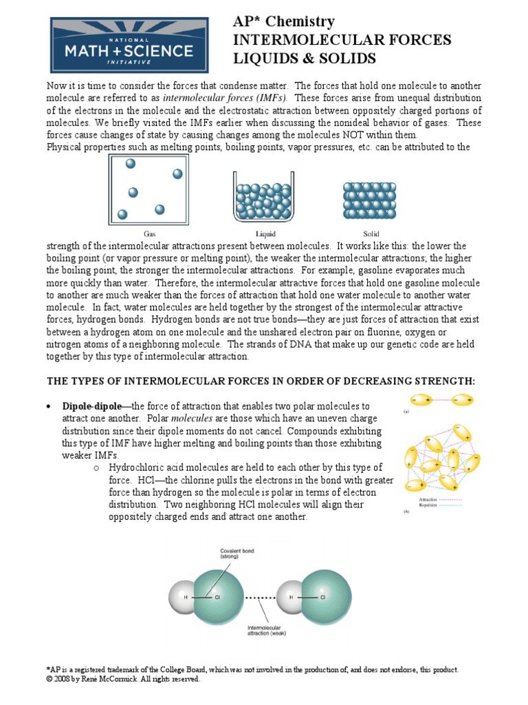 10 Imfs, Solids & Liquids | PDF | Intermolecular Force | Chemical Bond