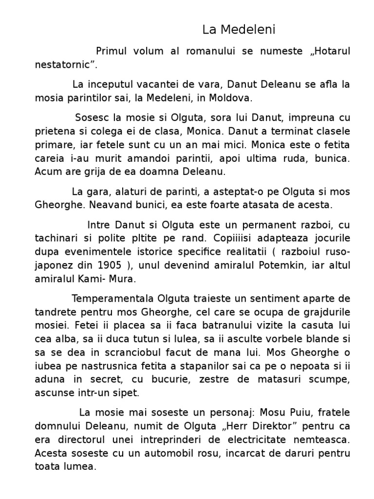 La Medeleni - Rezumat | PDF