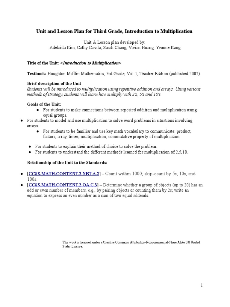 Introduction to Multiplication for 3rd Grade | PDF | Multiplication ...