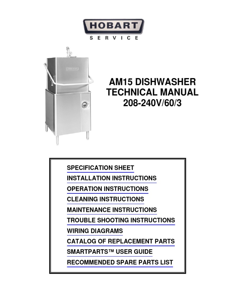 Dishwasher Hobart AM15 User Manual | Dishwasher | Water Heating