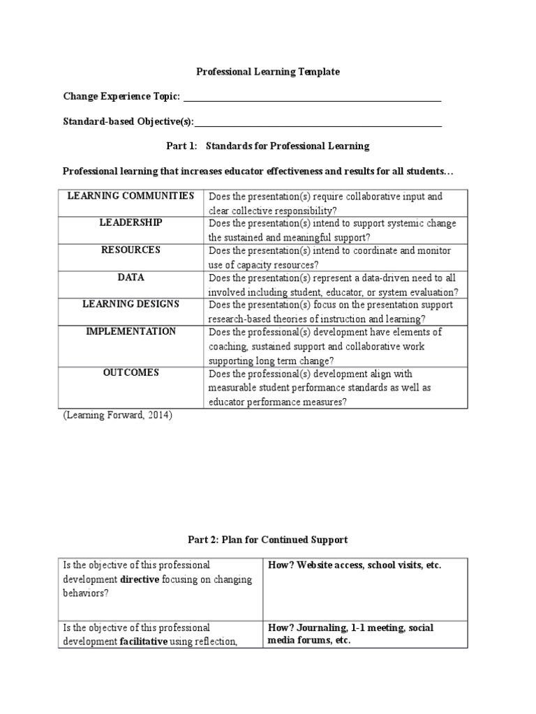 Professional Learning Framework Template | PDF | Career & Growth | Business