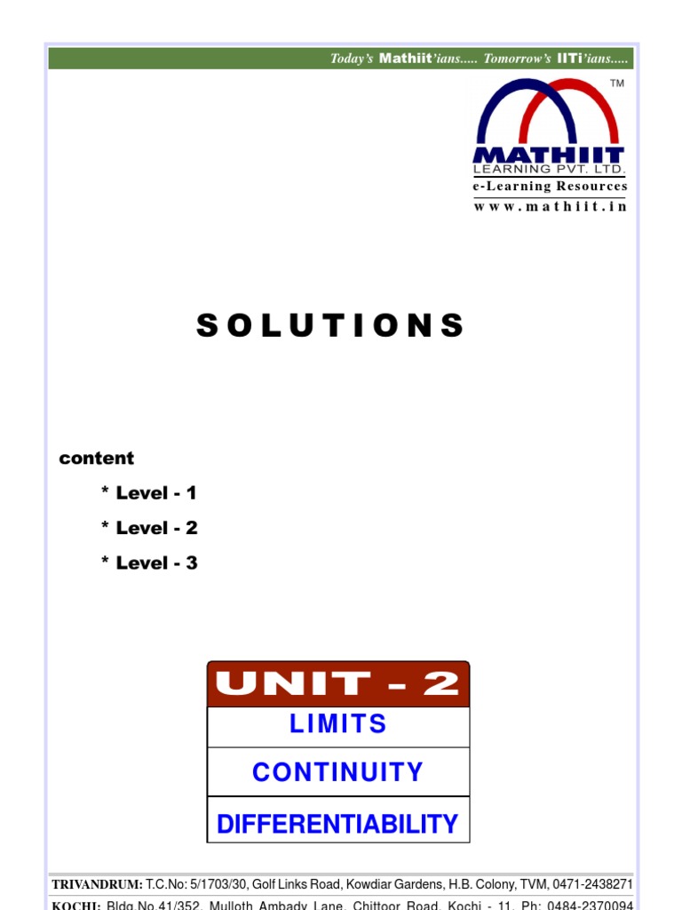 Limit Contion Differ Solution | PDF | Functions And Mappings ...