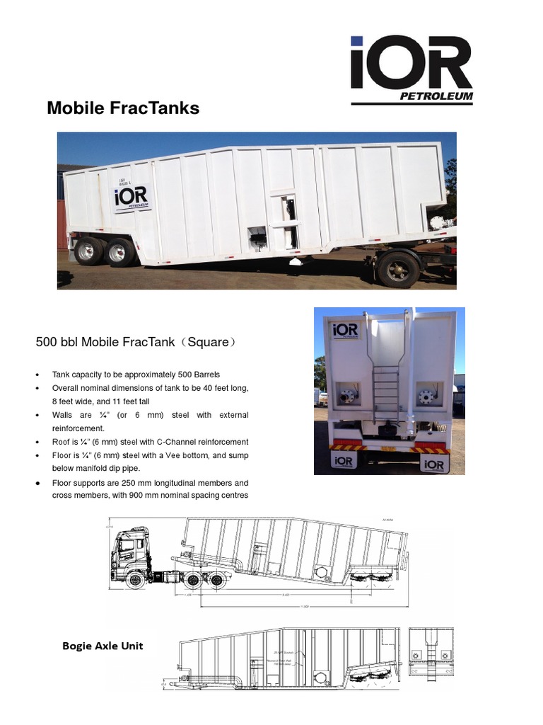500 Bbl Mobile Frac Tank Brochure1 Pipe (Fluid Conveyance) Valve