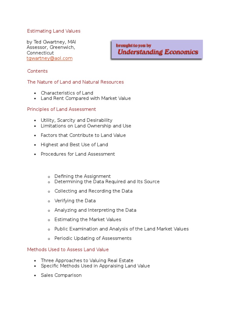 Land Value Assessment Methods | PDF | Real Estate Appraisal | Taxes