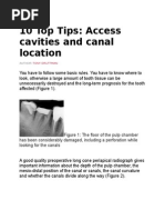 10 Top Tips: Access Cavities and Canal Location