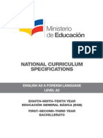 03 National Curriculum Specifications EFL Level A2 Agosto 2014 PDF