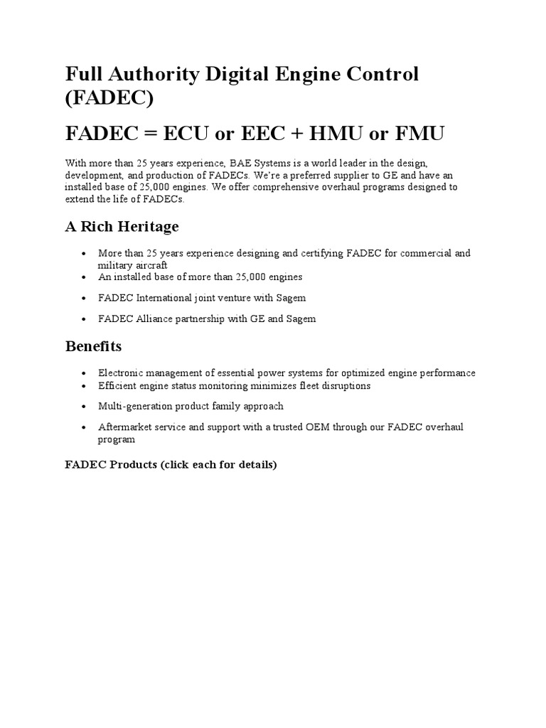 Full Authority Digital Engine Control | PDF | Aircraft Flight Control ...
