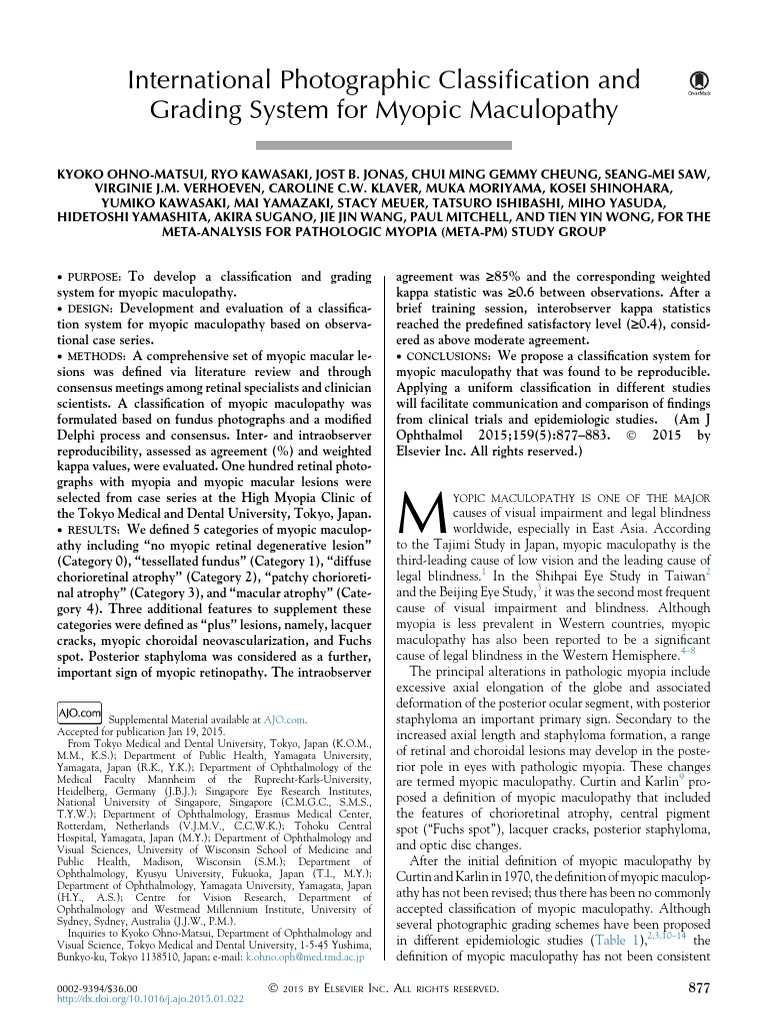 International Photographic Classification and Grading System For Myopic ...