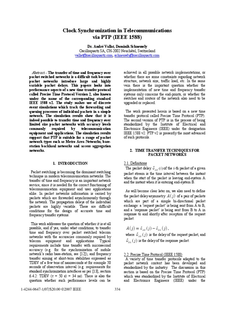 IEEE1588 Synchro Telecom | PDF | Network Packet | Computer Network