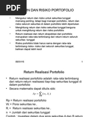 Return Dan Risiko Portofolio Ppt