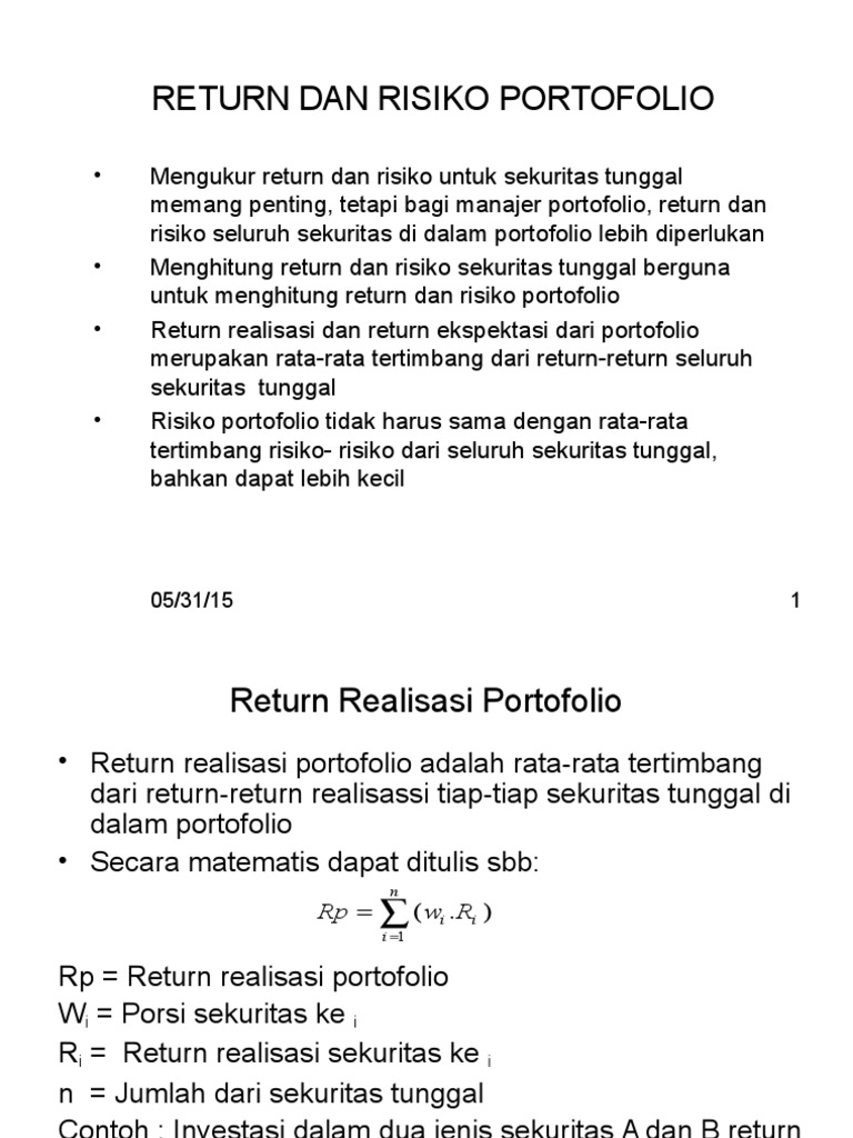 Return Dan Risiko Portofolio Ppt
