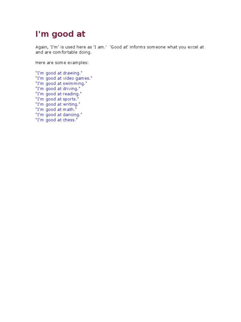 Examples of Skills I'm Good At | PDF