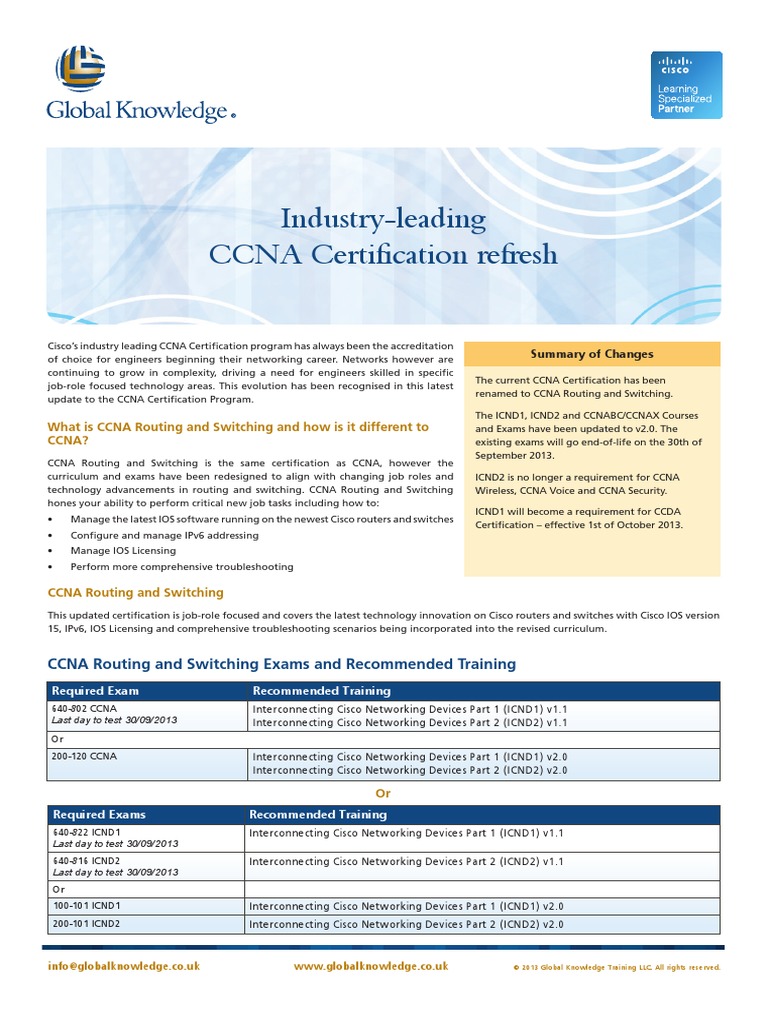 Cisco Ccna Update Flyer PDF Cisco Certifications Computer Networking