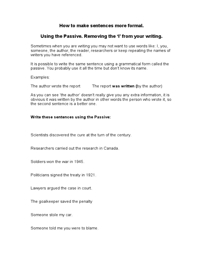 Formal Sentence Structure Tips | PDF