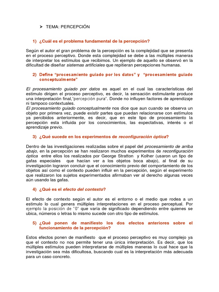 Complejidad en la Percepción Humana | PDF | Percepción visual | Percepción