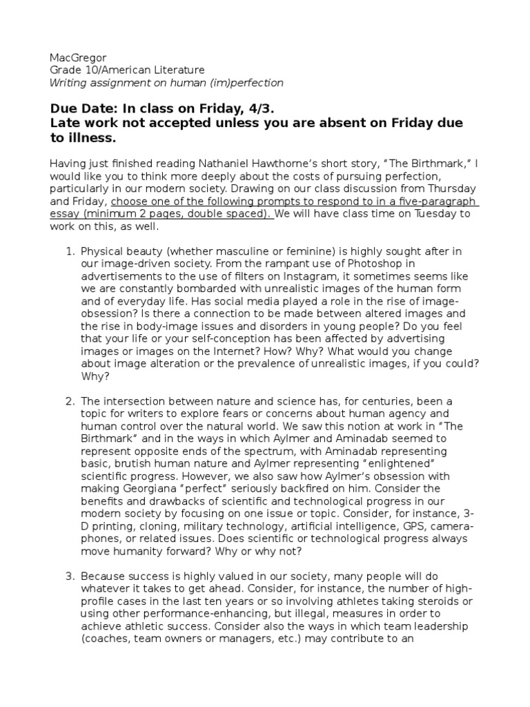 Essay on perfectionism picture