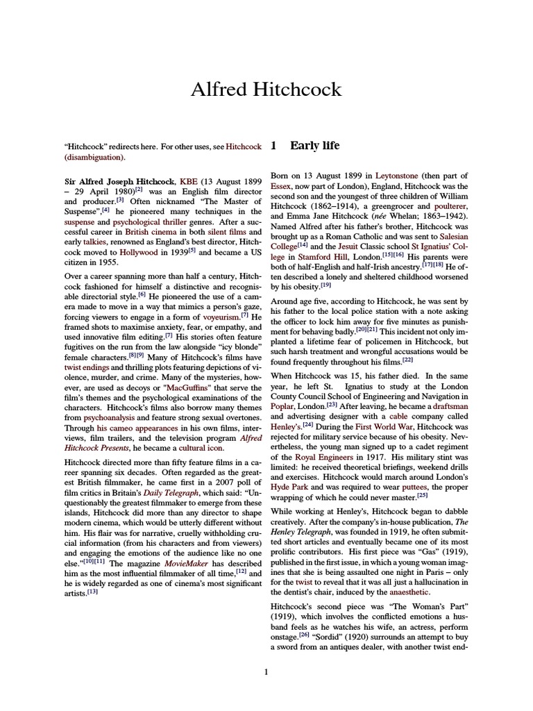 Alfred Hitchcock | PDF | Alfred Hitchcock | Cinema