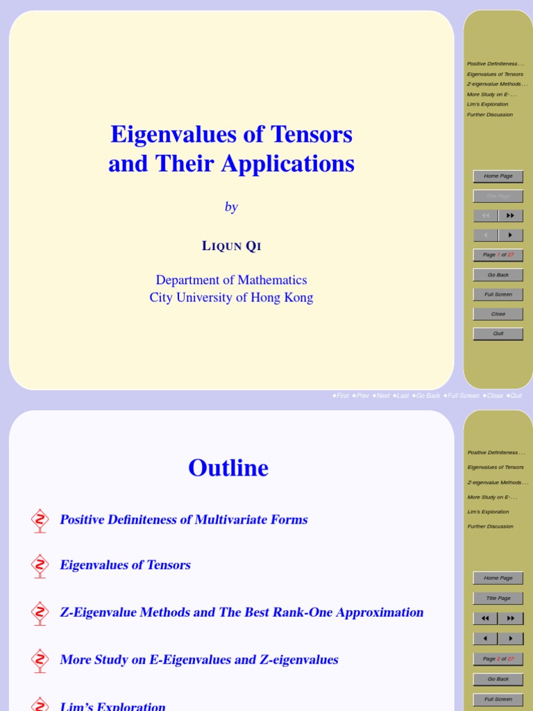 Eigenvalues of Tensors and Their Applications: Department of ...