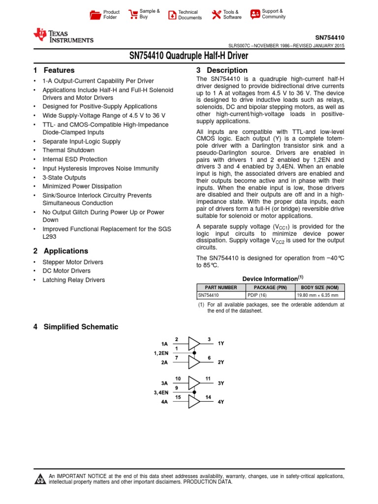 Sn754410 | Power Supply | Electrical Engineering