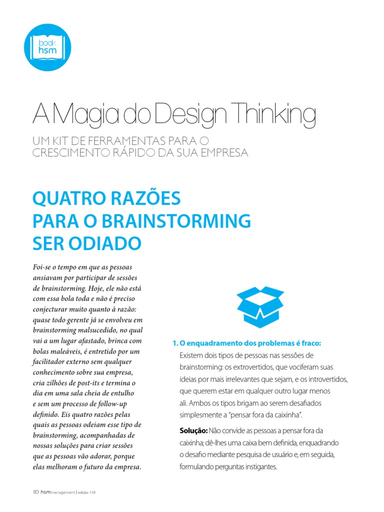 Melhorando o Brainstorming com Design Thinking | PDF | Debate | Design ...