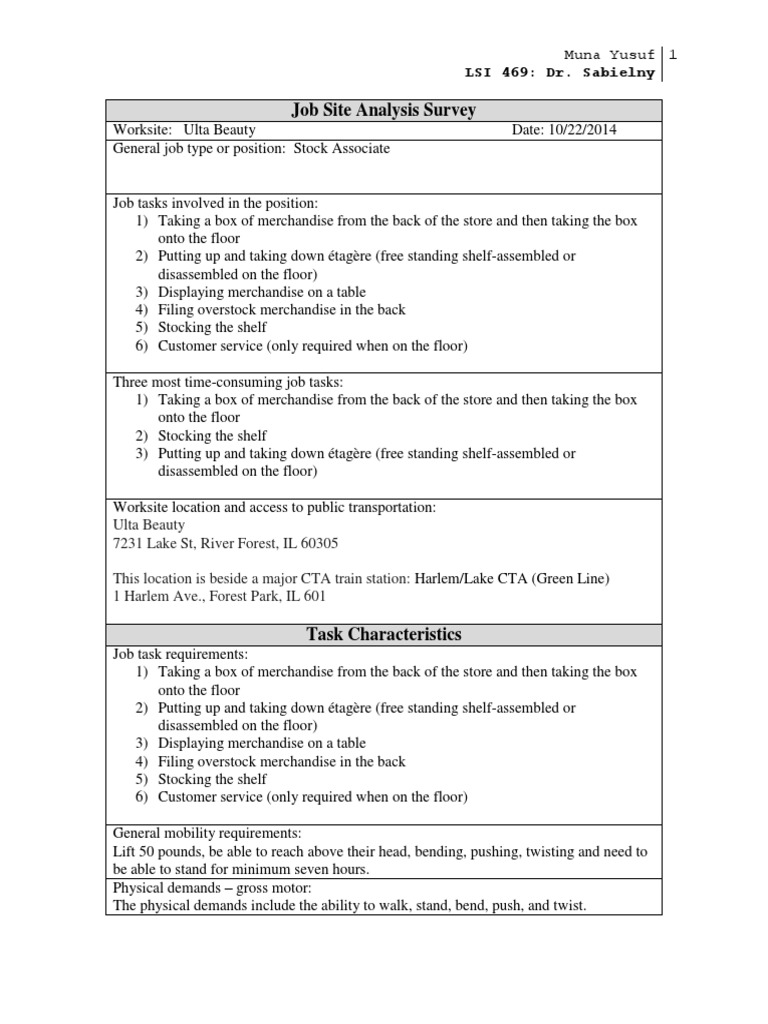 Job Site Analysis Survey Final | PDF | Business