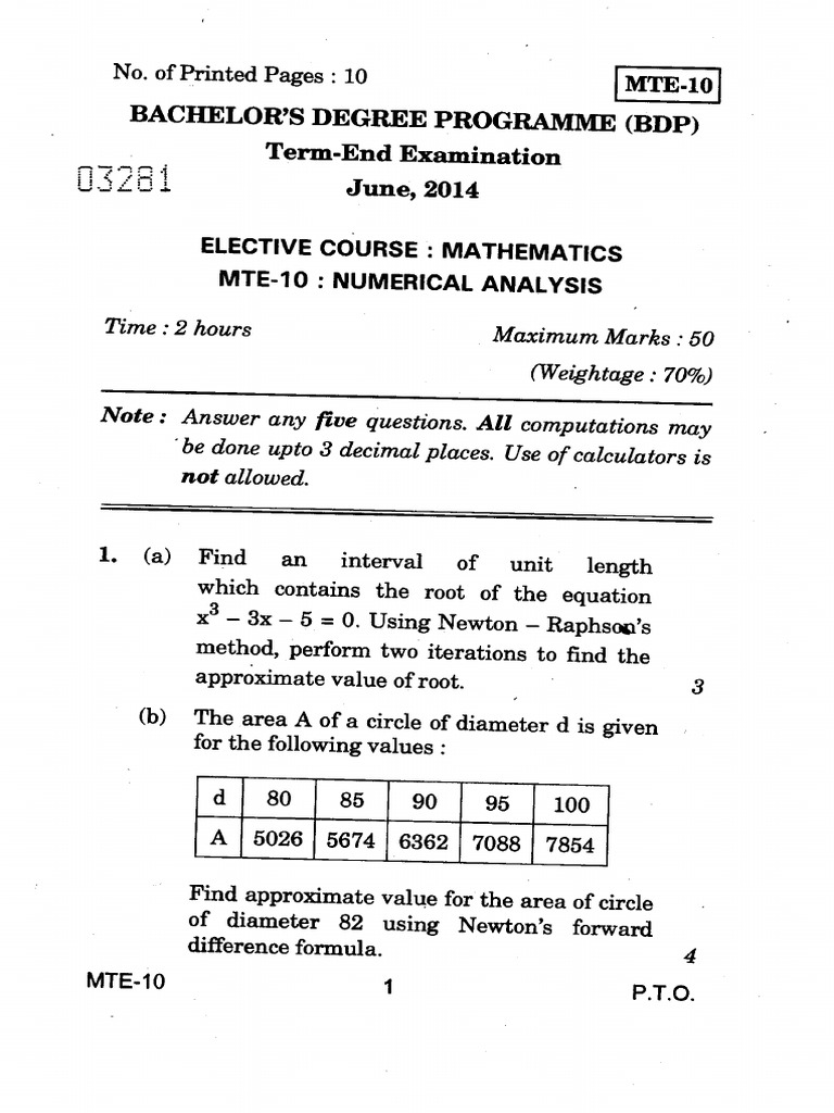 Mte 10 PDF Numerical Analysis Linear Algebra