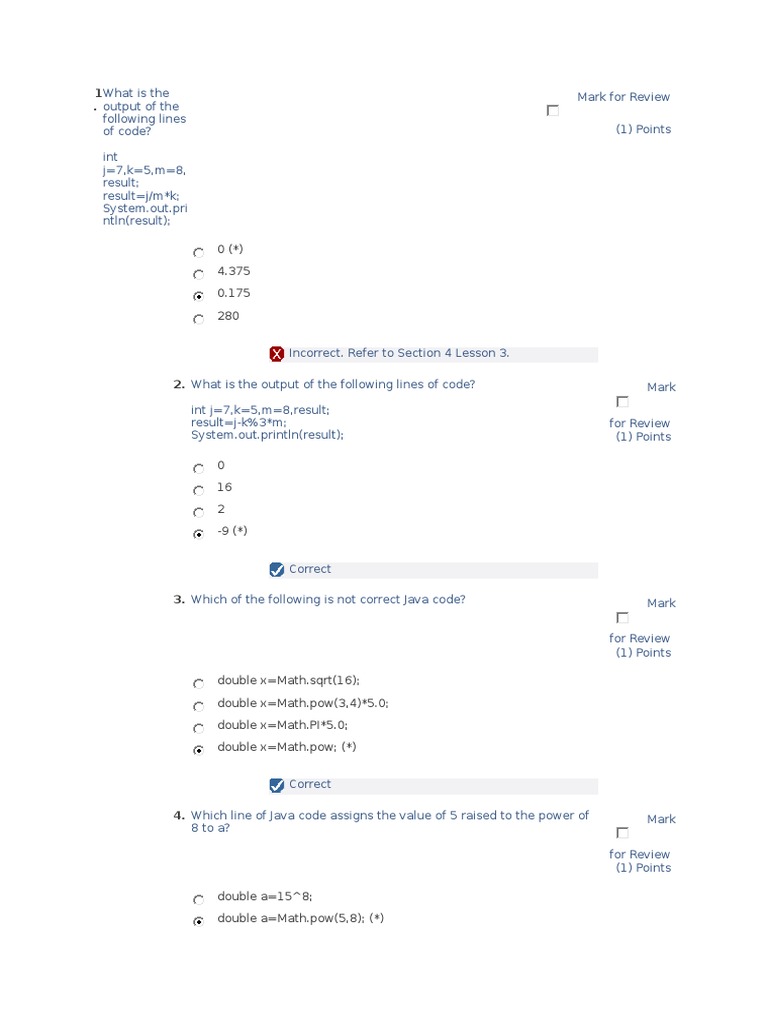 Java Code Output and Syntax Quiz | PDF
