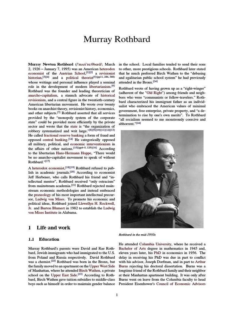 Murray Rothbard 17 Pdf Pdf Austrian School Classical Liberalism