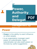 Power, Authority and Delegation