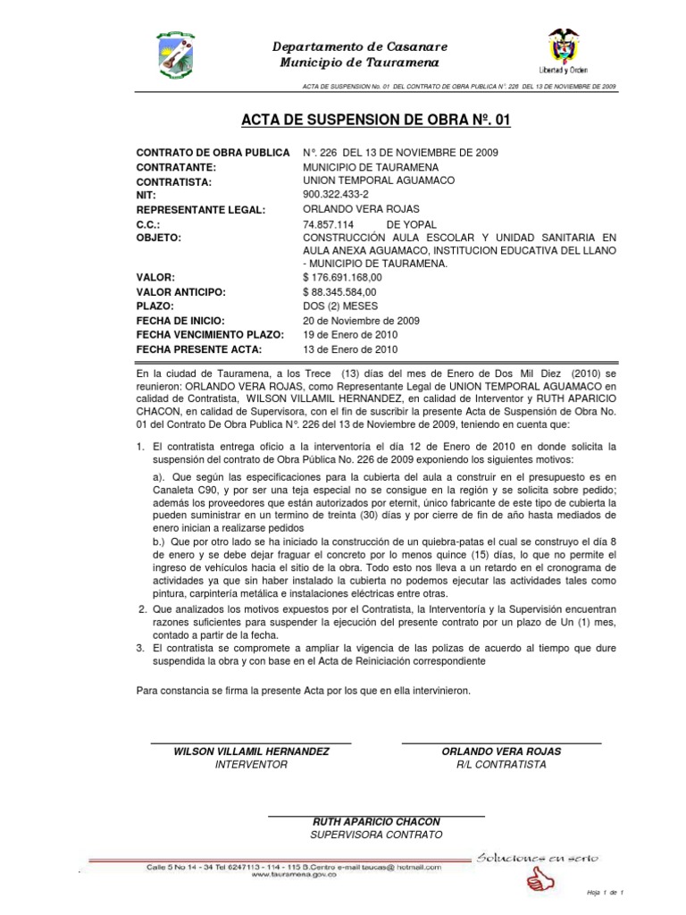 Acta de Suspension de Obra