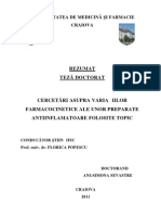 Cercetări Asupra Variaţiilor Farmacocinetice Ale Unor Preparate Antiinflamatoare Folosite Topic