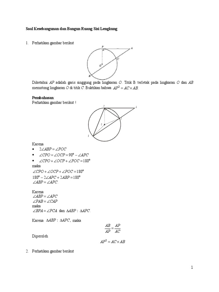 Soal Dan Pembahasan Kesebangunan Dan Bangun Ruang Sisi