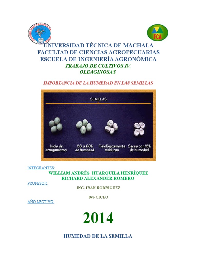 Importancia de La Humedad en Las Semillas | PDF | Humedad | Semilla