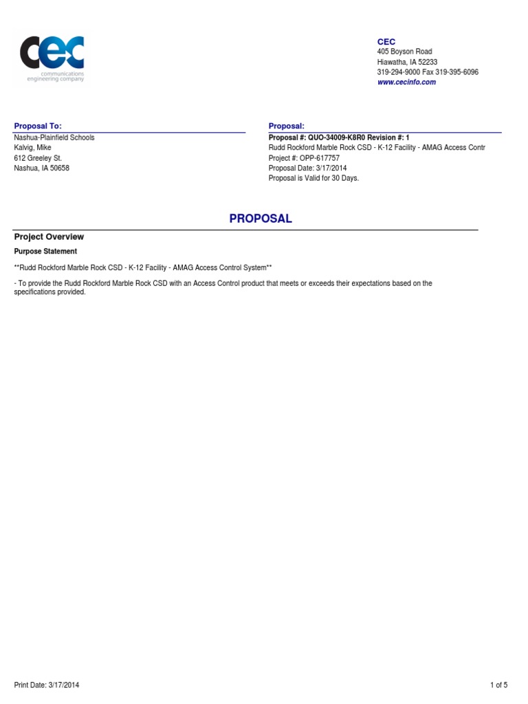 AMAG Access Control Proposal for CSD | PDF | Access Control ...