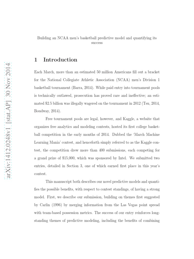 NCAA Basketball Predictive Modeling | PDF | Logistic Regression ...