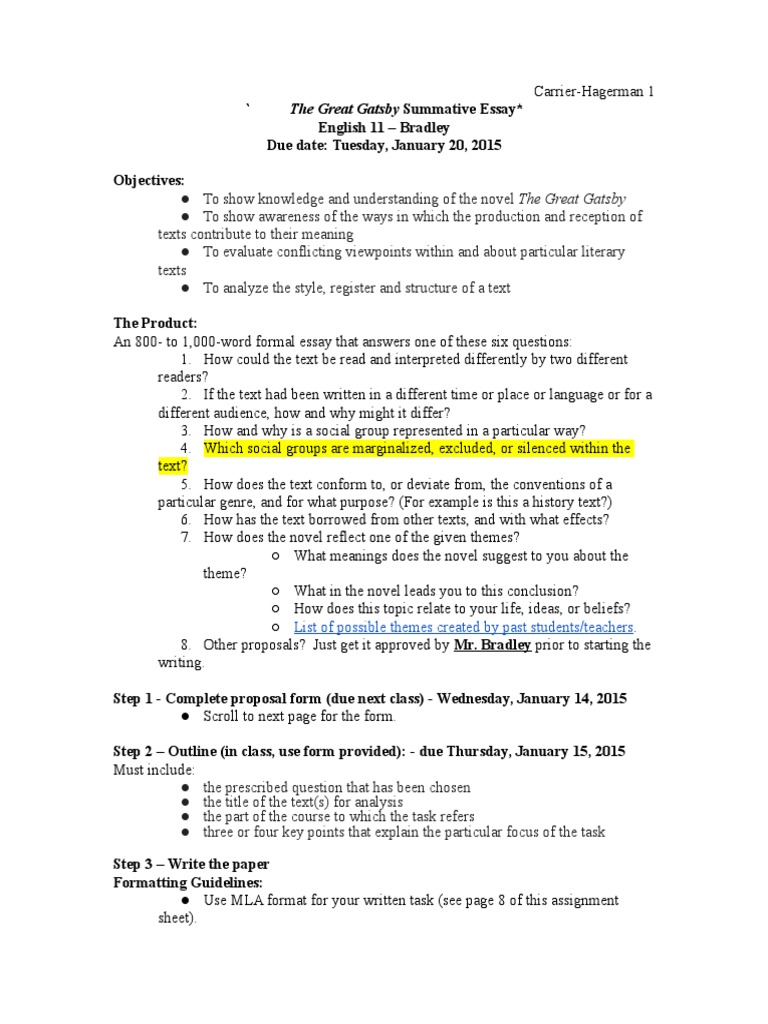 Summative essay outline image