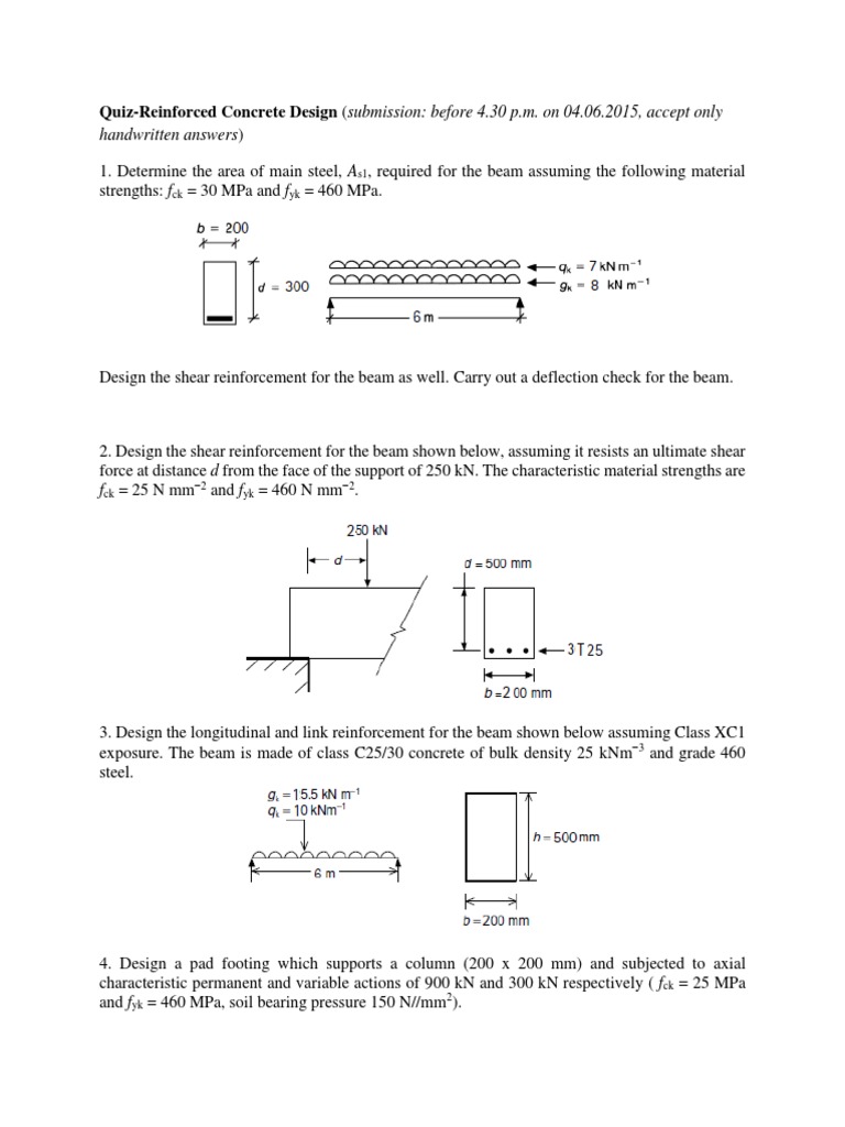 Quiz Concrete 1 | PDF | Beam (Structure) | Materials Science
