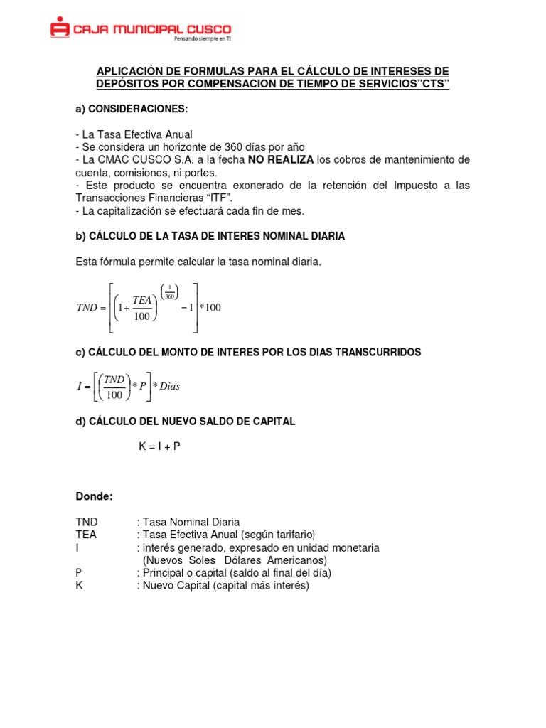 Formula Cts | PDF | Interés | Economias
