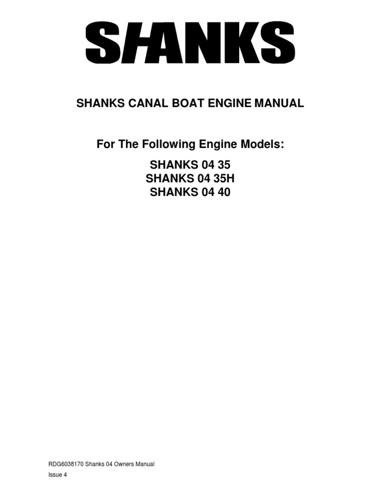 Shanks Canal Boat Engine Manual | PDF | Internal Combustion Engine ...